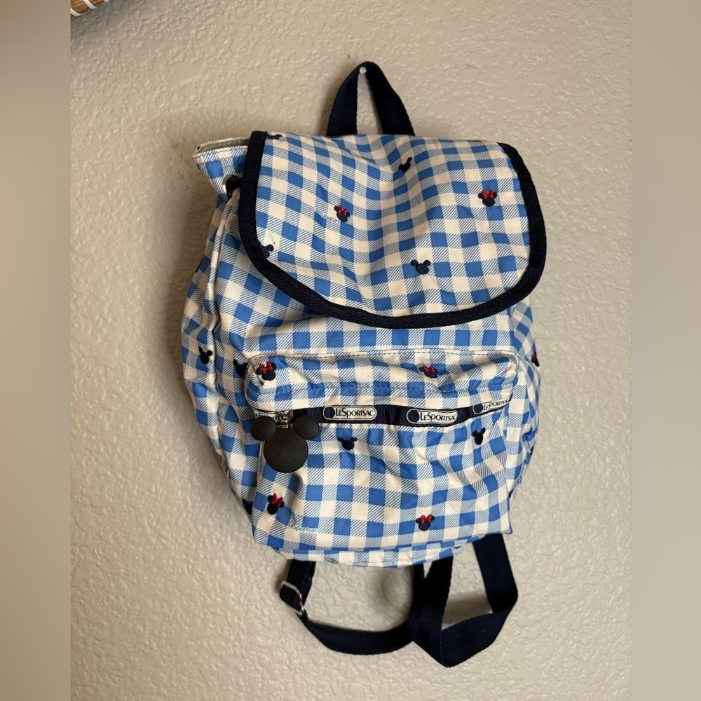 LeSportsac Disney Mickey Minnie Silhouette Blue Gingham Backpack